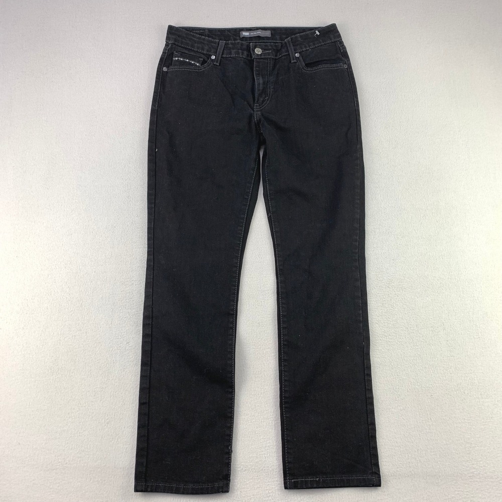 Levi's Jeans Mid Rise Skinny Womens 12 (31x32) Black Denim Thick Stitch Western